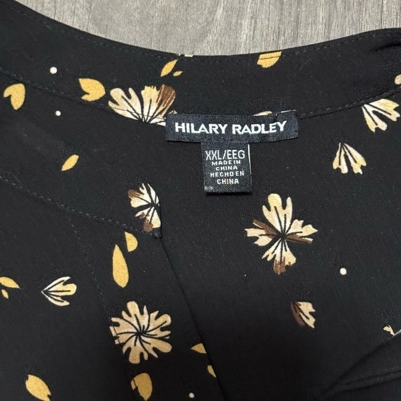 Hilary Radley Women’s Blouse XXL Black Long Sleeve Half Layered Collar - Picture 3 of 3